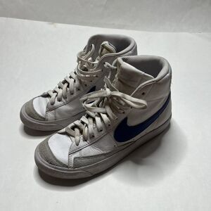 Nike Blazer Mid Top Leather Shoes White Blue Swoosh Youth 6Y DA4086-113